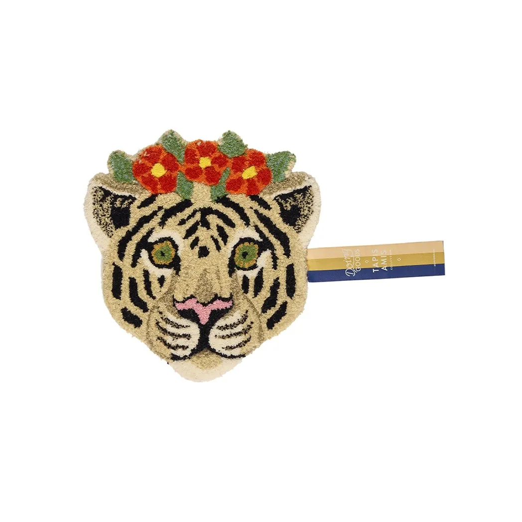 Wandteppich Floral White Tiger Head