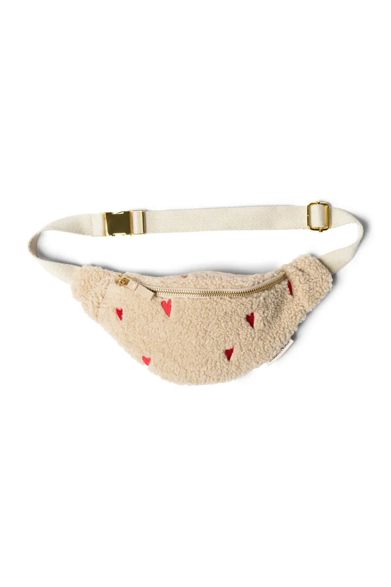 Studio Noos Gürteltasche Mini für Kinder "Teddy" Ecru Hearts