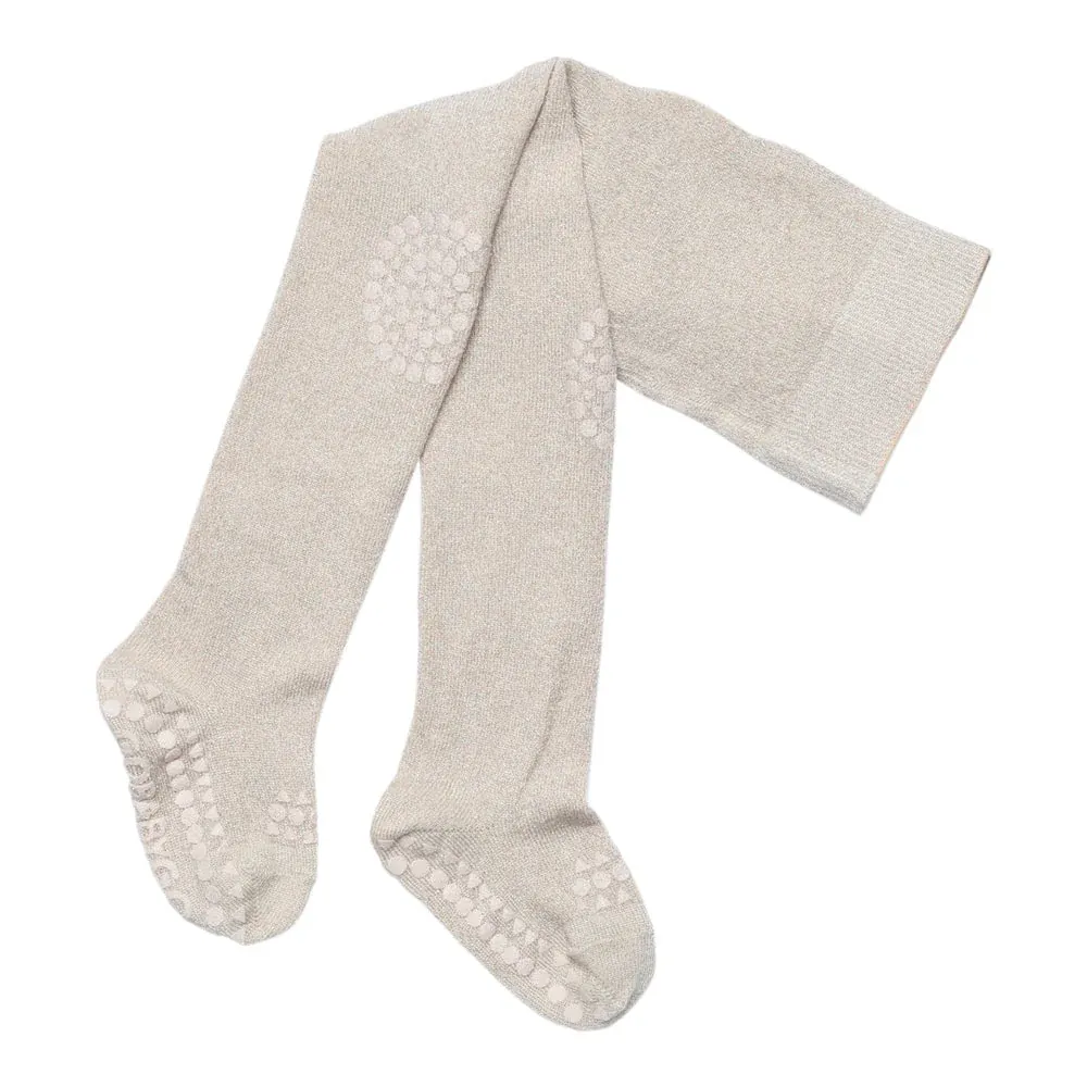 GoBabyGo Bambus Glitzer Krabbel Strumpfhose "Ivory Glitter"