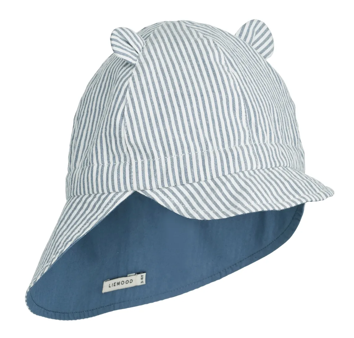 Gorm Sonnenhut wendbar Streifen Blue Wave Creme