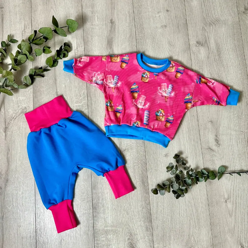 Set Pumphose Gr. 62/68 uni mit Oversized Pullover Ice