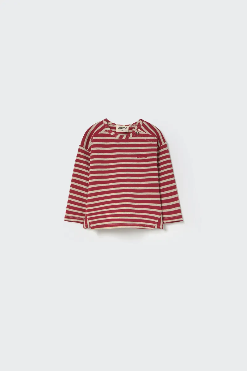 Cozmo Baby-Shirt "Joel" gestreift | Burgundy