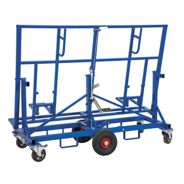 Plattenhalter Baustellenwagen Plattenwagen, bis 500kg belastbar, 2 Bockrollen, 4 Lenkrollen 2 davon mit Bremse