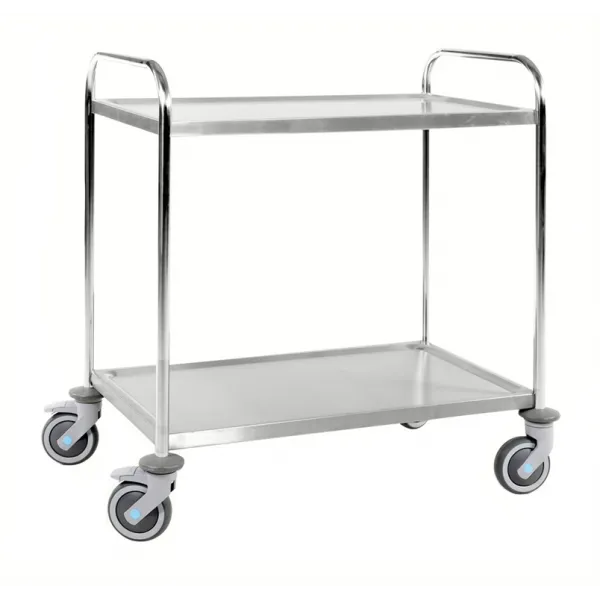 Edelstahlwagen 2 Böden C3, 18/8, bis 100kg belastbar, 4 Lenkrollen, 2 davon mit Bremse