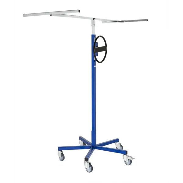 Baustellenwagen Plattenlift, bis 70kg belastbar, 5 Lenkrollen, 1 davon mit Bremse, blau