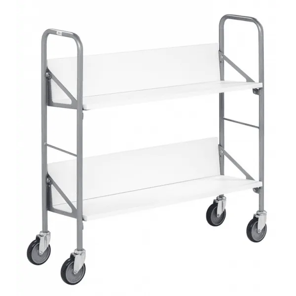 Archivwagen in weiss mit 4 Buchstützen und 50kg Tragkraft