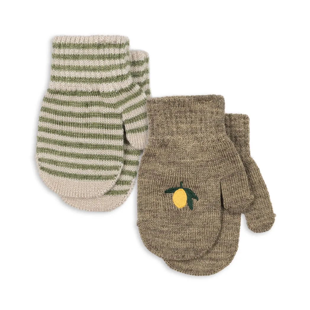 Fäustling Strickhandschuhe Filla 2 Pack Lemon/Stripe