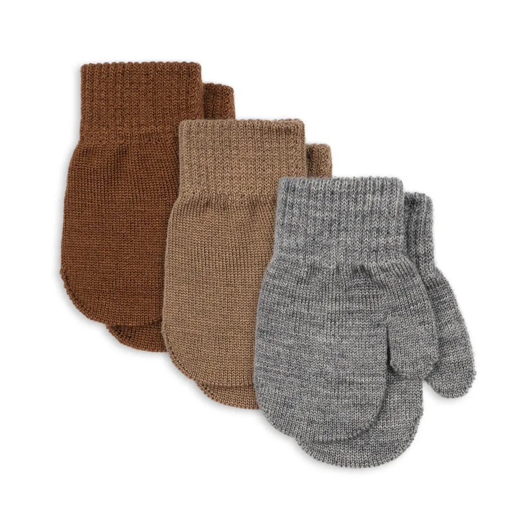 Fäustling Strickhandschuhe Filla 3 Pack Grey Melange/Beige/Brown