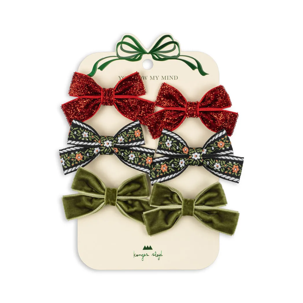 Haarclips Samt Schleifen Micki 6er- Pack Red/Green