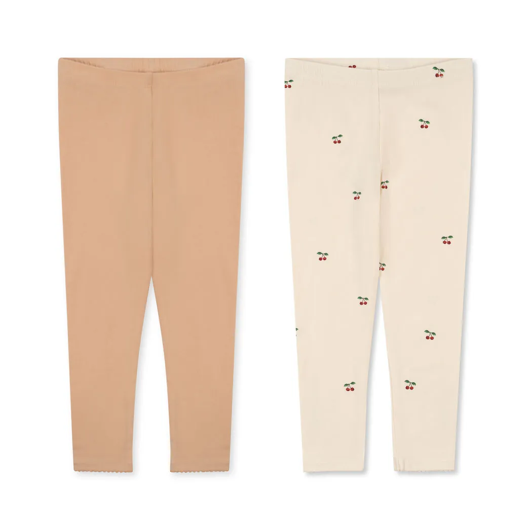 Organic 2-Pack Leggings Cherry/ Toasted Almond