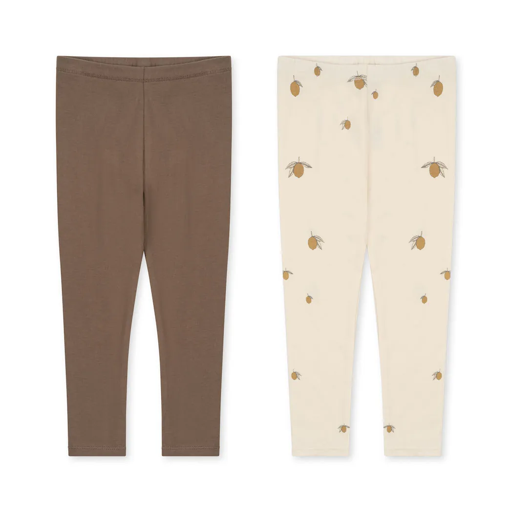 Organic 2-Pack Leggings Shitake/Lemon