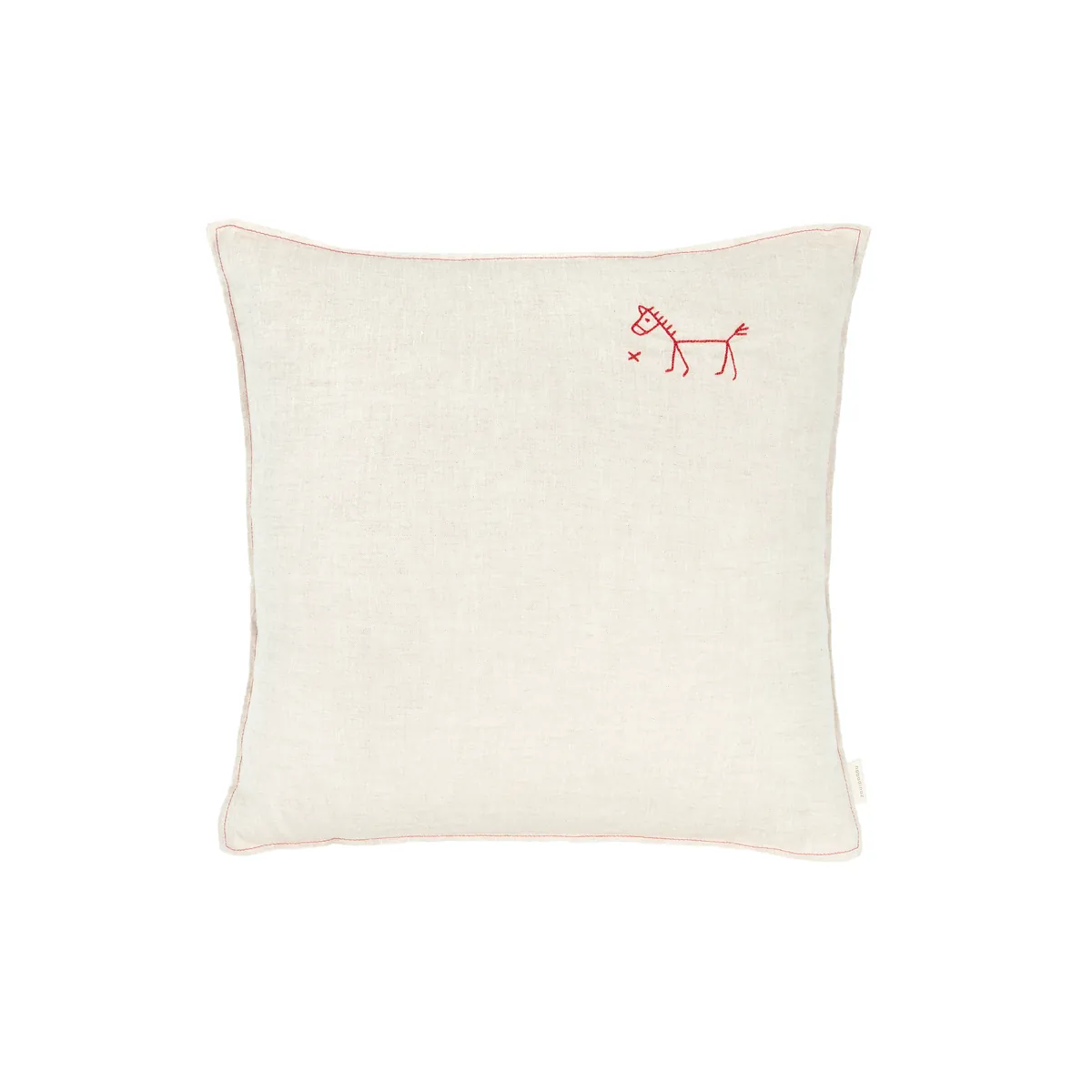 Nobodinoz Leinen Kissen "Embroid Square Greige