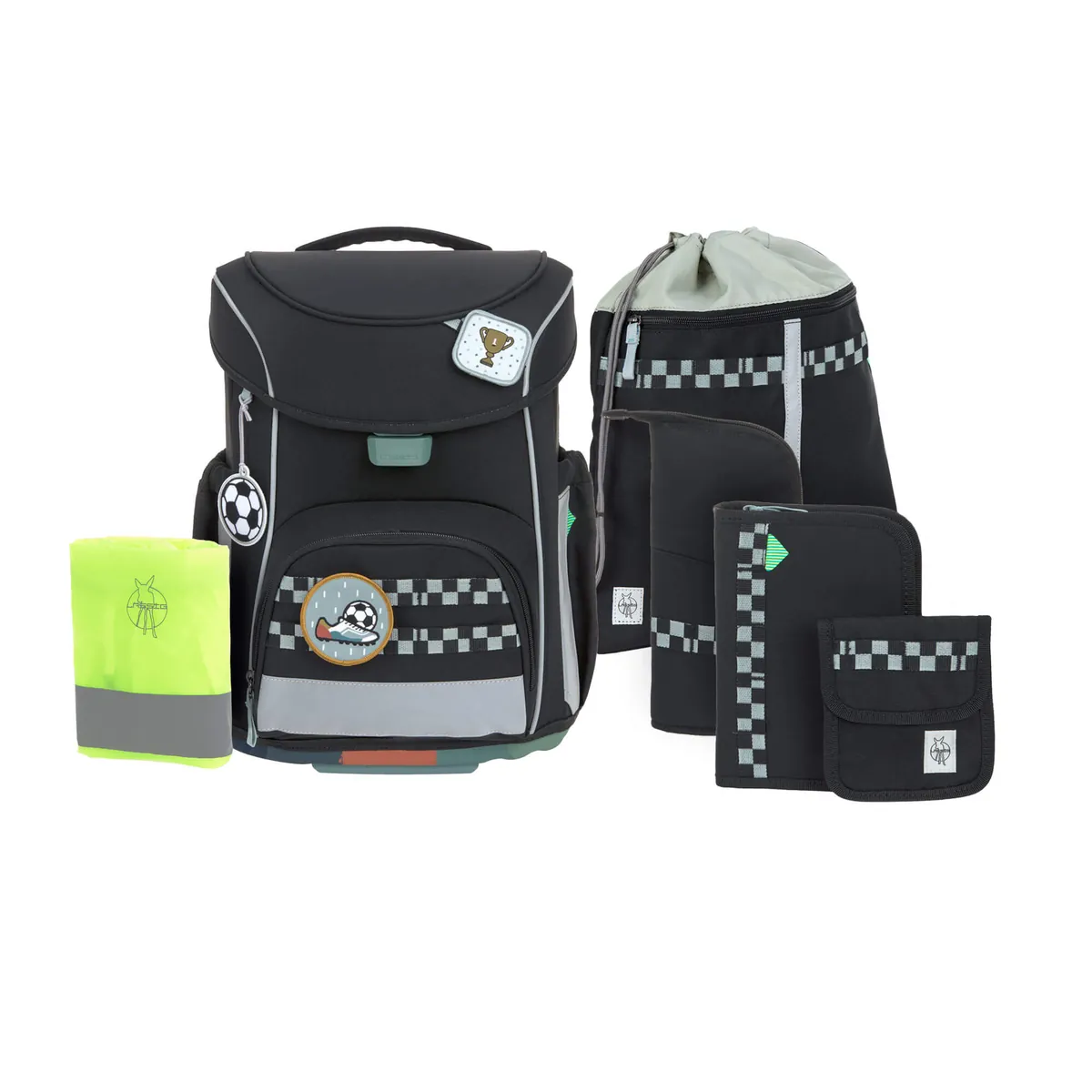 Lässig Schulranzen Set 7-teilig slim Unique black