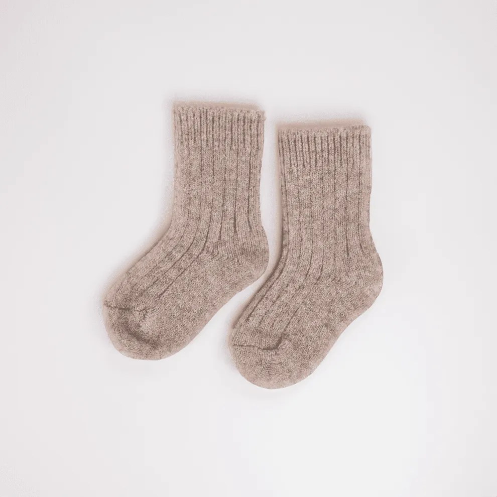Baby Socken aus Yakwolle Little Steppe - Grau