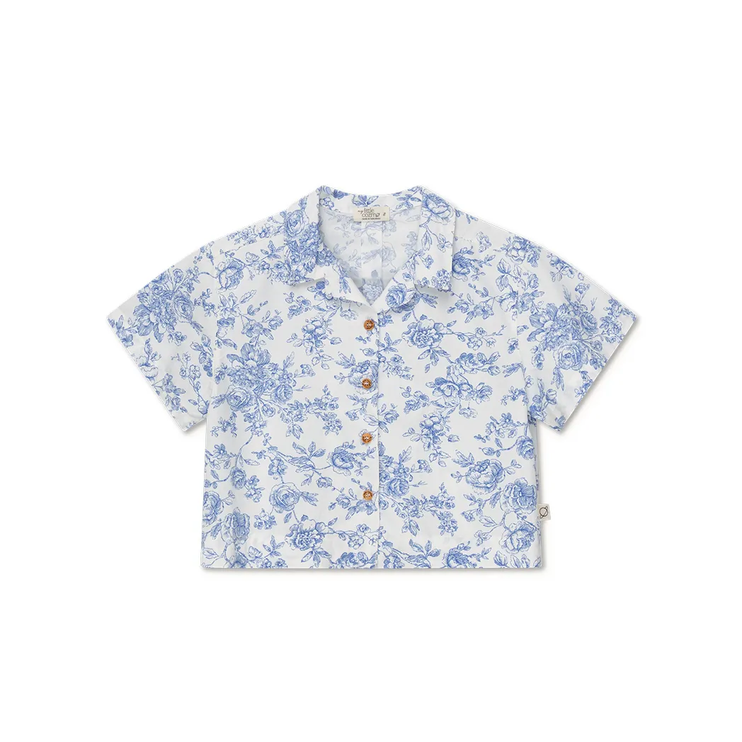 Mädchen Crop Bluse Nicole Flowers Blue
