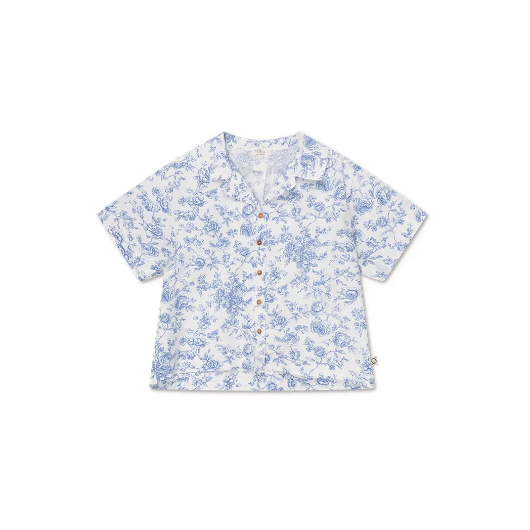 Frauen Crop Bluse Nicole Flowers Blue