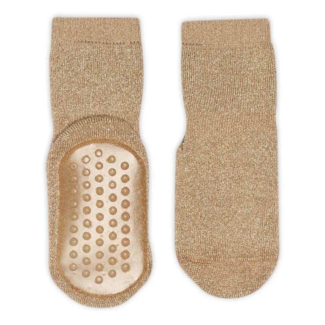 Glitzer Rutschsocken Celina Golden Tan