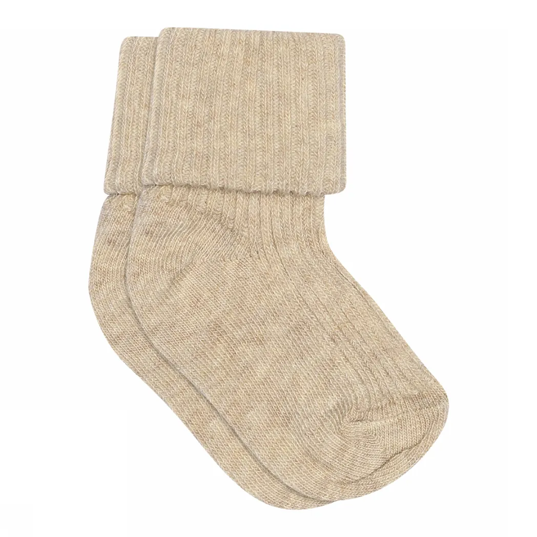 Gerippte Baby Socken Beige Melange