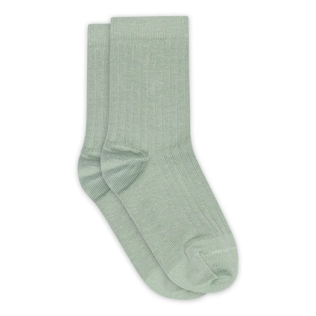 Gerippte Baumwollsocken Granite Green