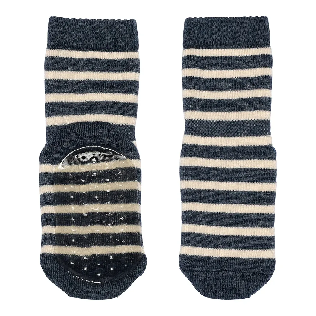 Anti Rutsch Socken mit Wolle Eli Dark Denim Melange