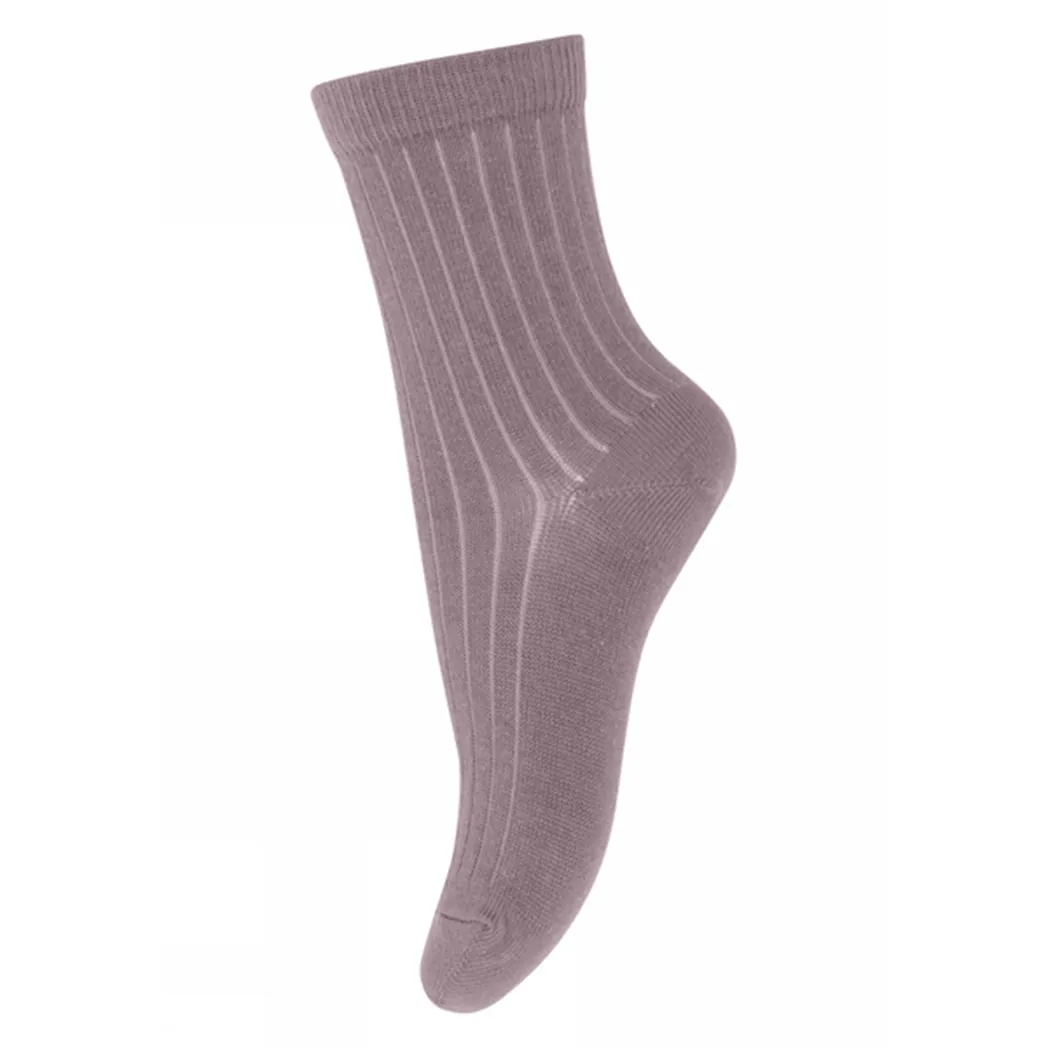 Gerippte Wollsocken Dark Purple Dove