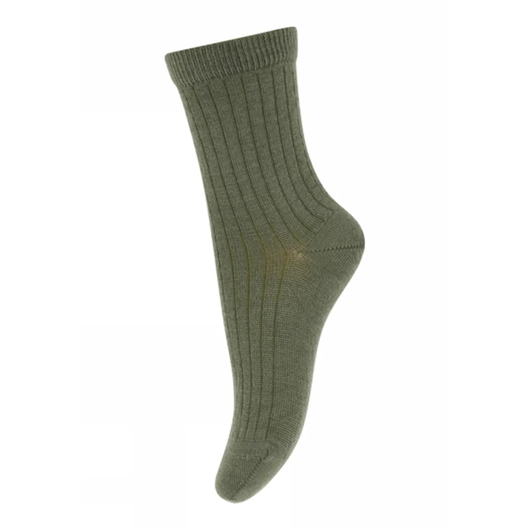 Gerippte Wollsocken Olivine