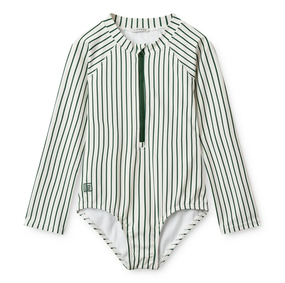 Magali UV Badeanzug Streifen Garden Green Creme