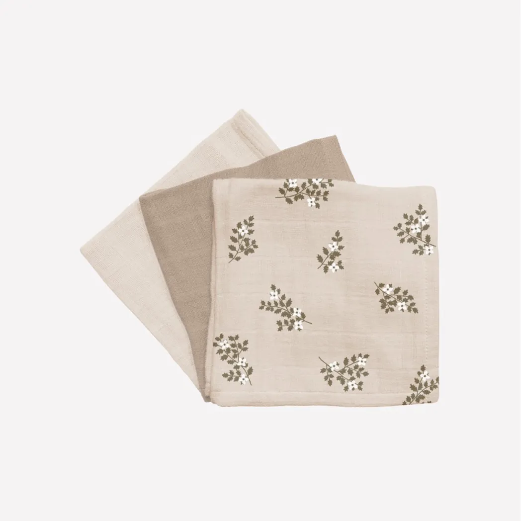 Mulltuch 3er Pack Holly Flowers 30x30 cm