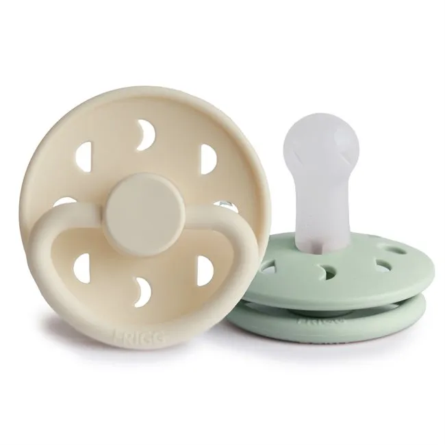 Pacifier Moon Phase 2 Pack Silicone Cream/ Sage 6-18 months