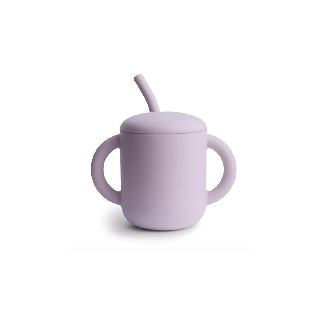 Silikon Lerntasse mit Strohhalm Soft Lilac