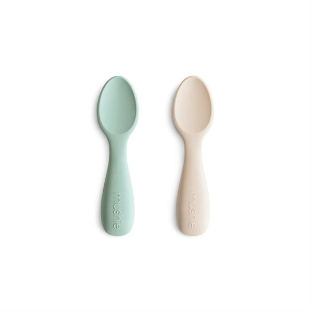 Silikon Baby Lernlöffel Set Cambridge blue/ Shifting Sand