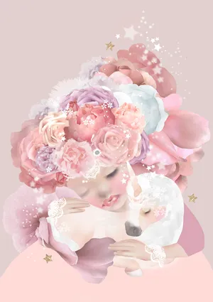 Poster My Dear Unicorn mit Blattgold
