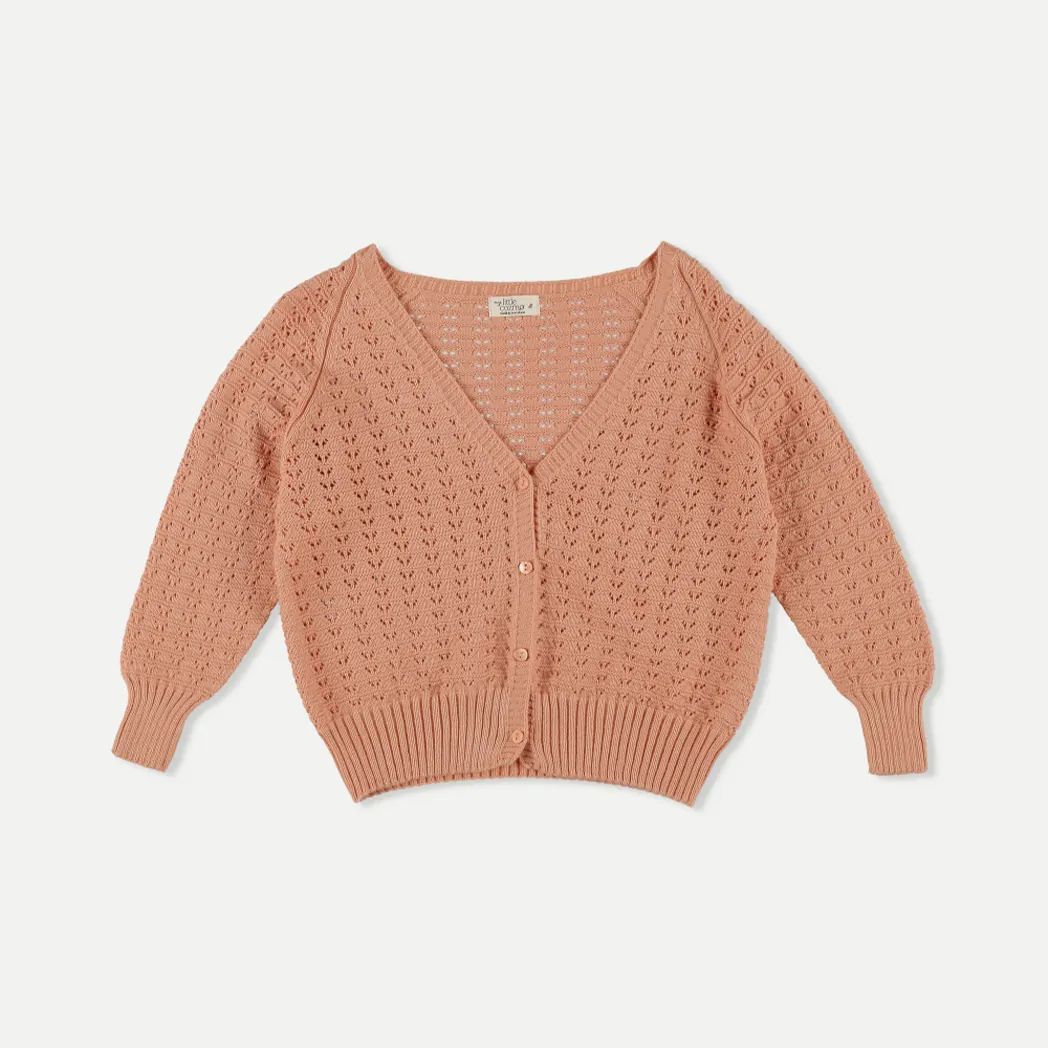 Crochet Tricot Knit Cardigan Gia Pink
