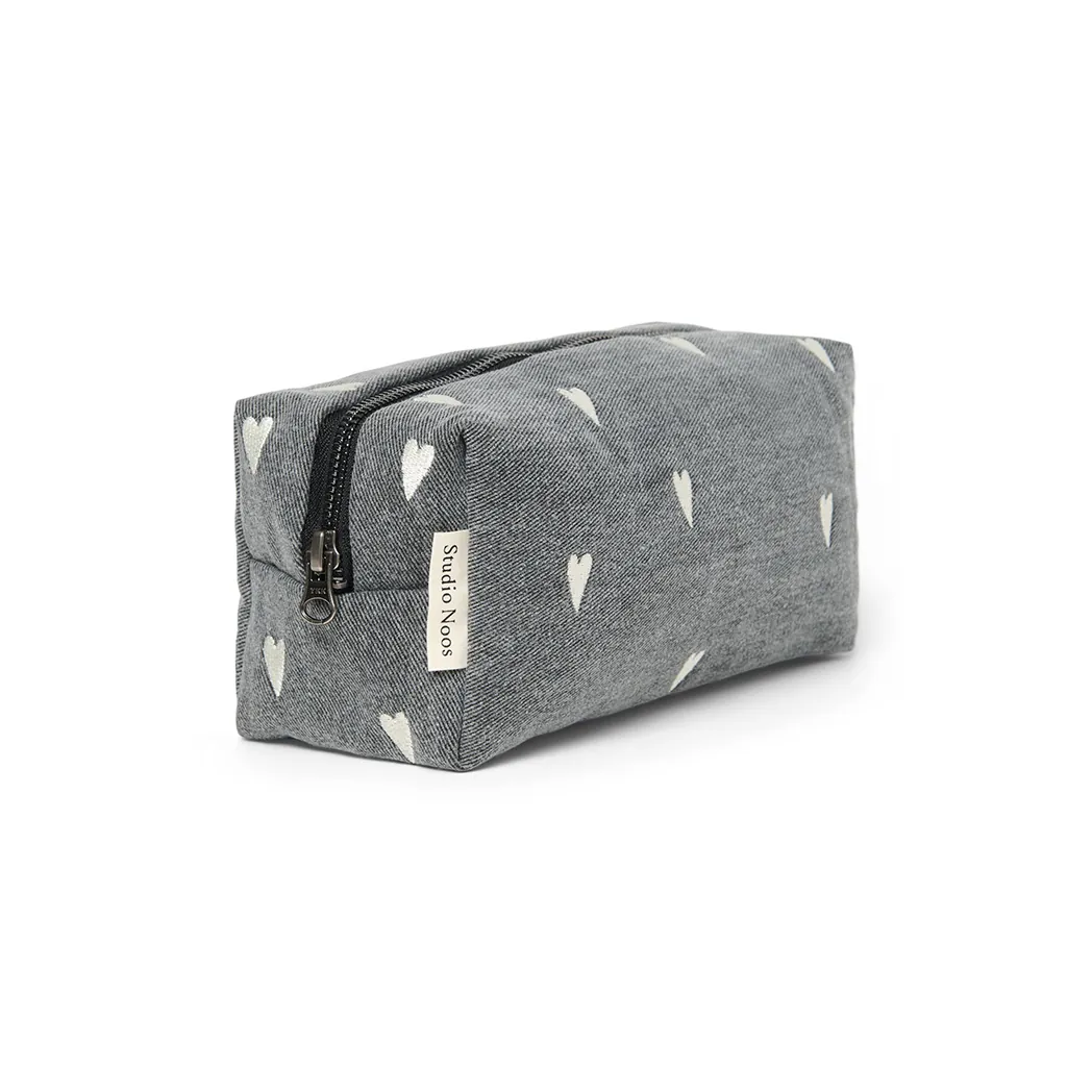Necessaire Grey Denim Hearts