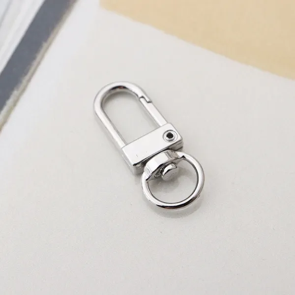 10 Karabinerhaken Delux ideal für Taschen und Schlüsselanhänger silberfarben Schwenkkopf 3.3cm