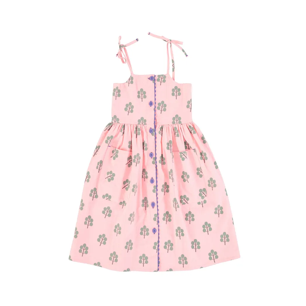 Long Dress Pink with Green Trees