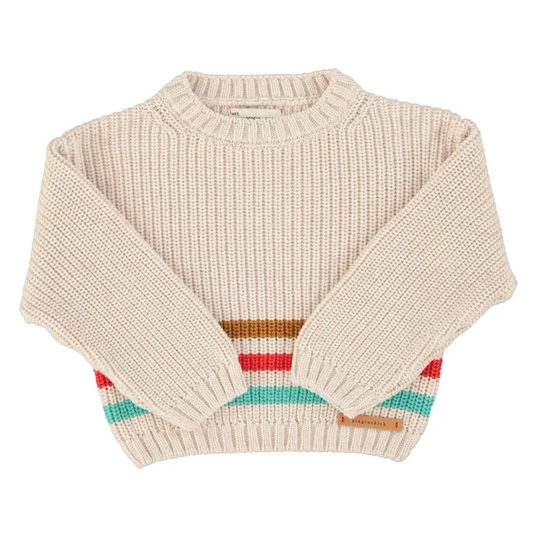 Strickpullover ecru & multicolor stripes