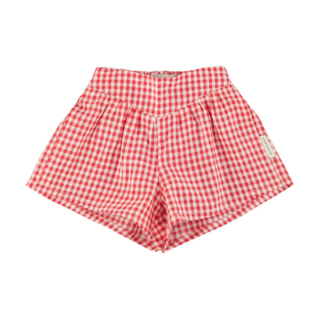 Shorts red & ecru checkered