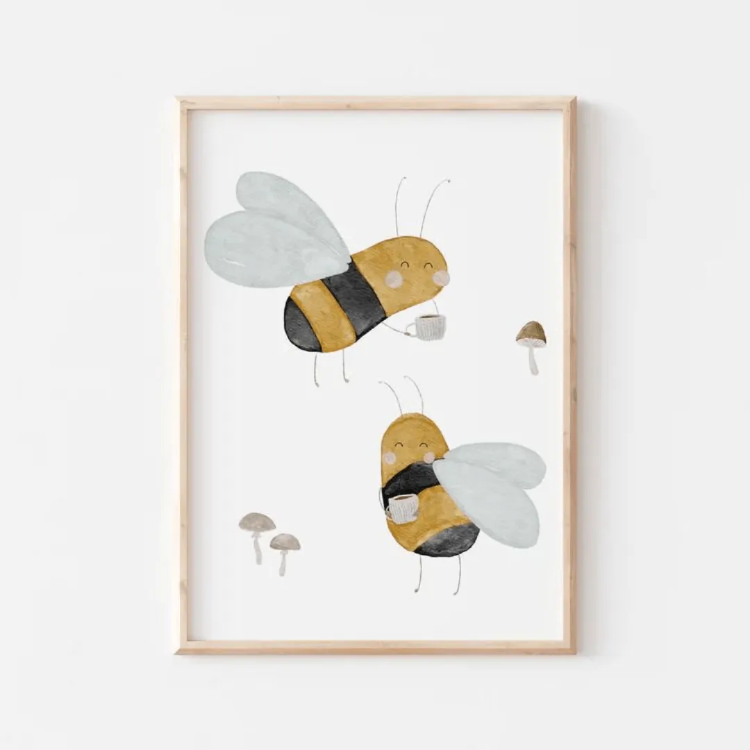Poster Kaffeebienen A4 inkl. Rahmen