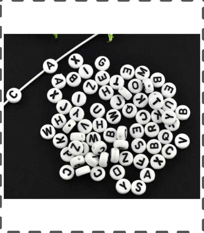 1000 Acrylbuchstaben gemischt 7mm flach weiss