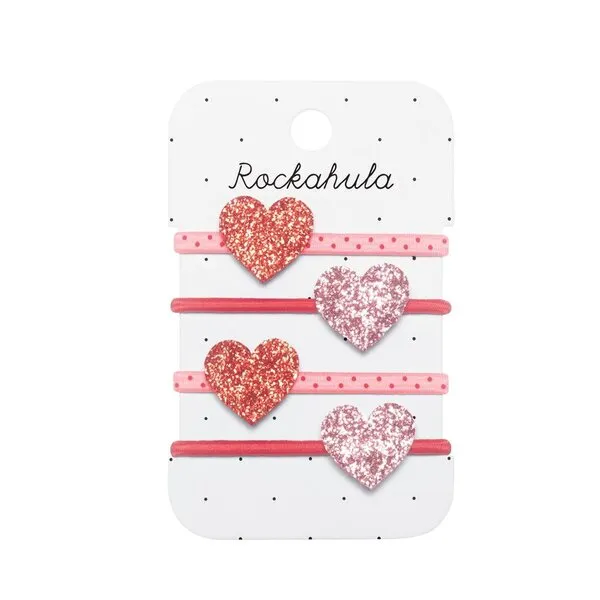 Haargummis Love Heart Glitter