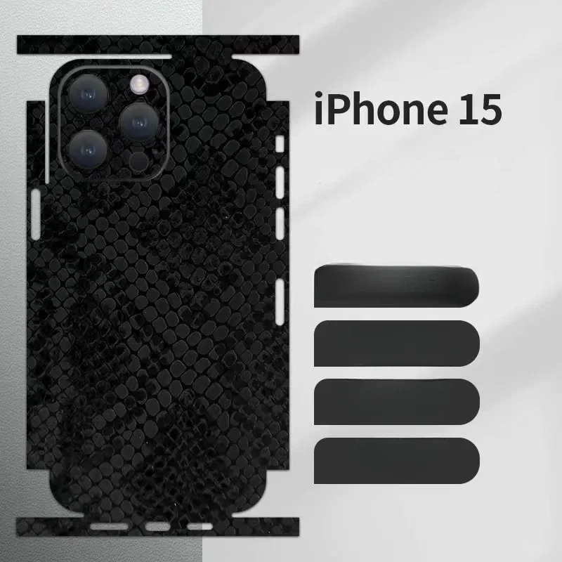 Luxury Leather Grain Wrap Phone Back Sticker skin For iPhone17 16 15 14 13 promax 13mini 12promax Film Skin