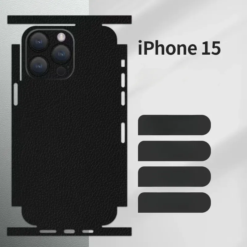 Luxury Leather Grain Wrap Phone Back Sticker skin For iPhone17 16 15 14 13 promax 13mini 12promax Film Skin