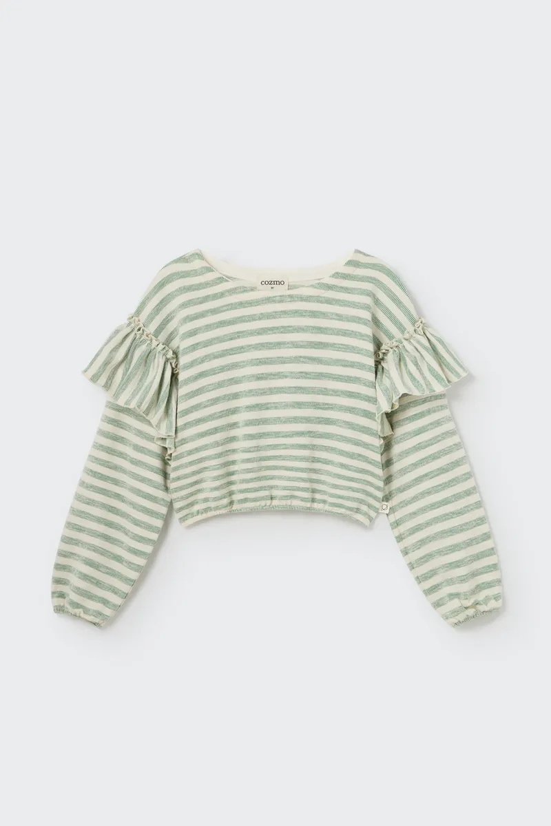 Cozmo Sweatshirt Striped "Silvia" - Grass Green