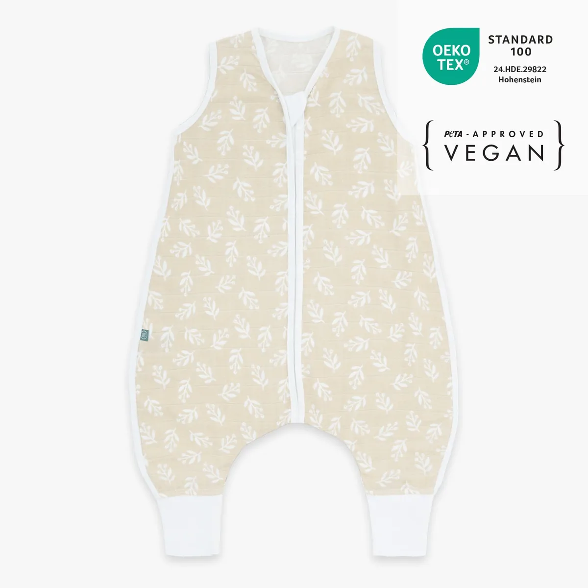 Musselin Schlafsack mit Füssen 0.5 TOG | Floral Sand