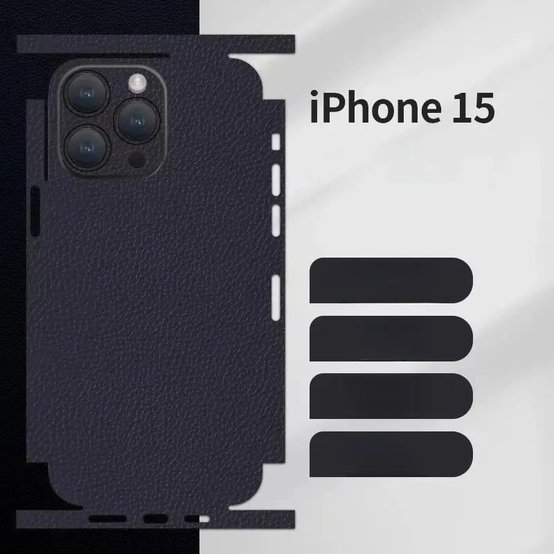 Luxury Leather Grain Wrap Phone Back Sticker skin For iPhone17 16 15 14 13 promax 13mini 12promax Film Skin