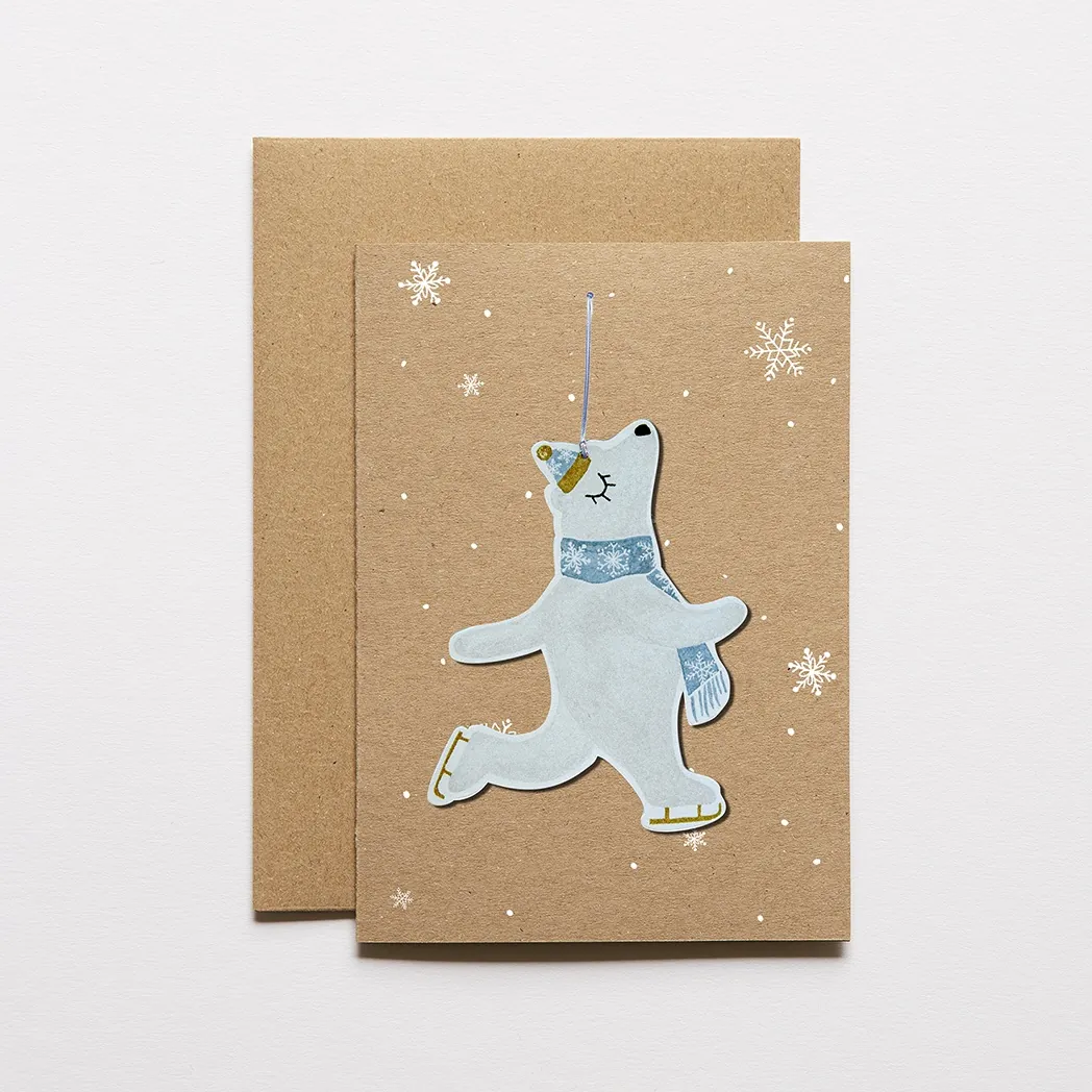 Grusskarte Schneesterne mit Eisbär