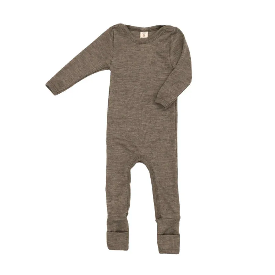 Engel Wolle/Seide Pyjama mit Beinumschlag - walnuss