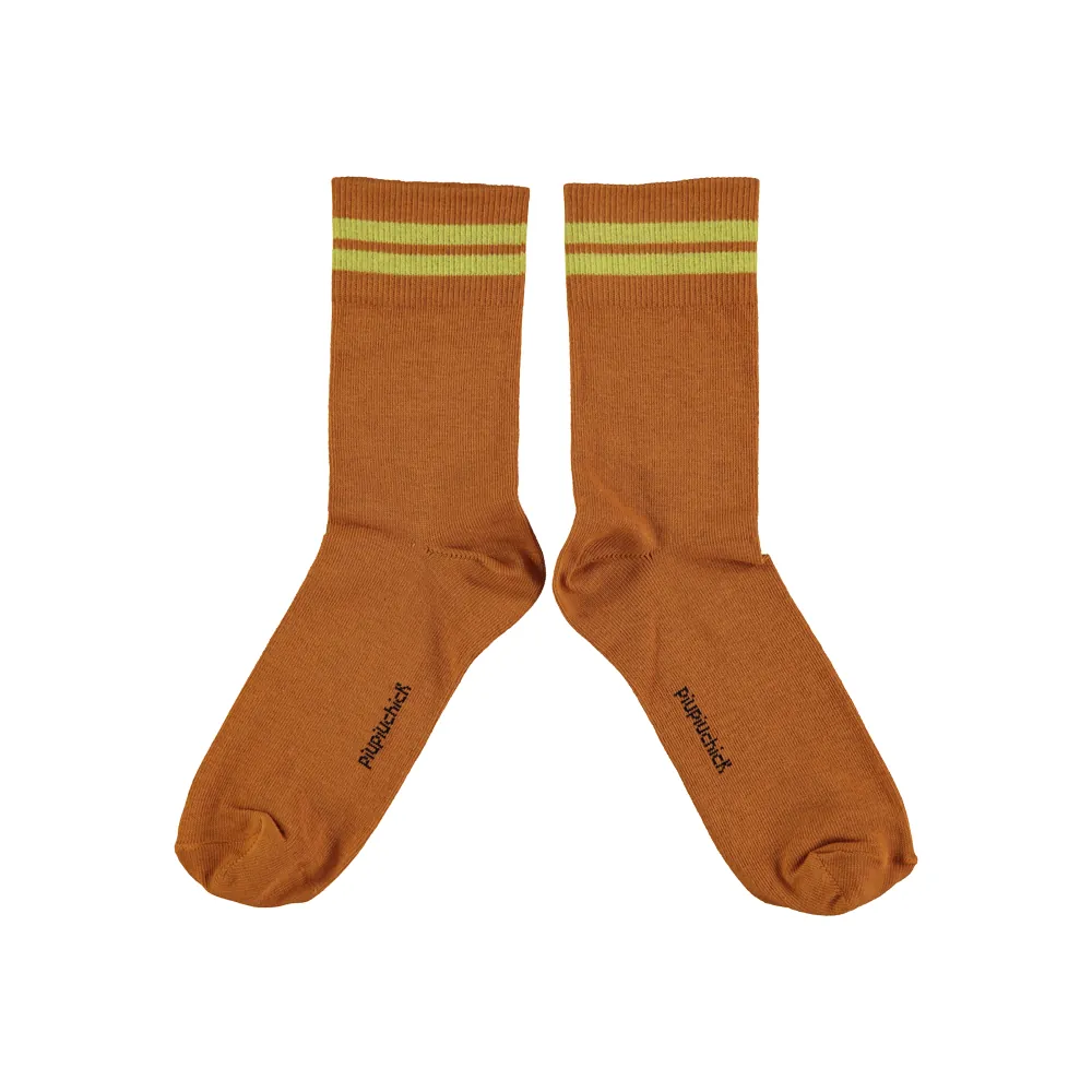 Short socks Camel with yellow stripes