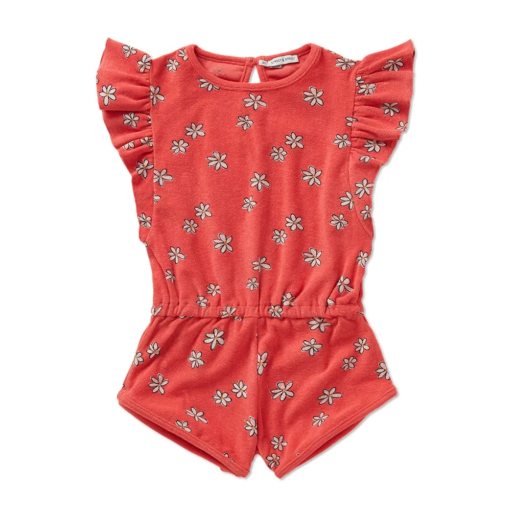 Frottee Rüschen Jumpsuit Daisies Rose Petal